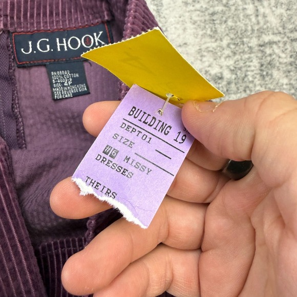 VTG 90s JG Hook Corduroy Dress Womens 4P Purple Jumper Cottagecore Granny Garden - Picture 4 of 9